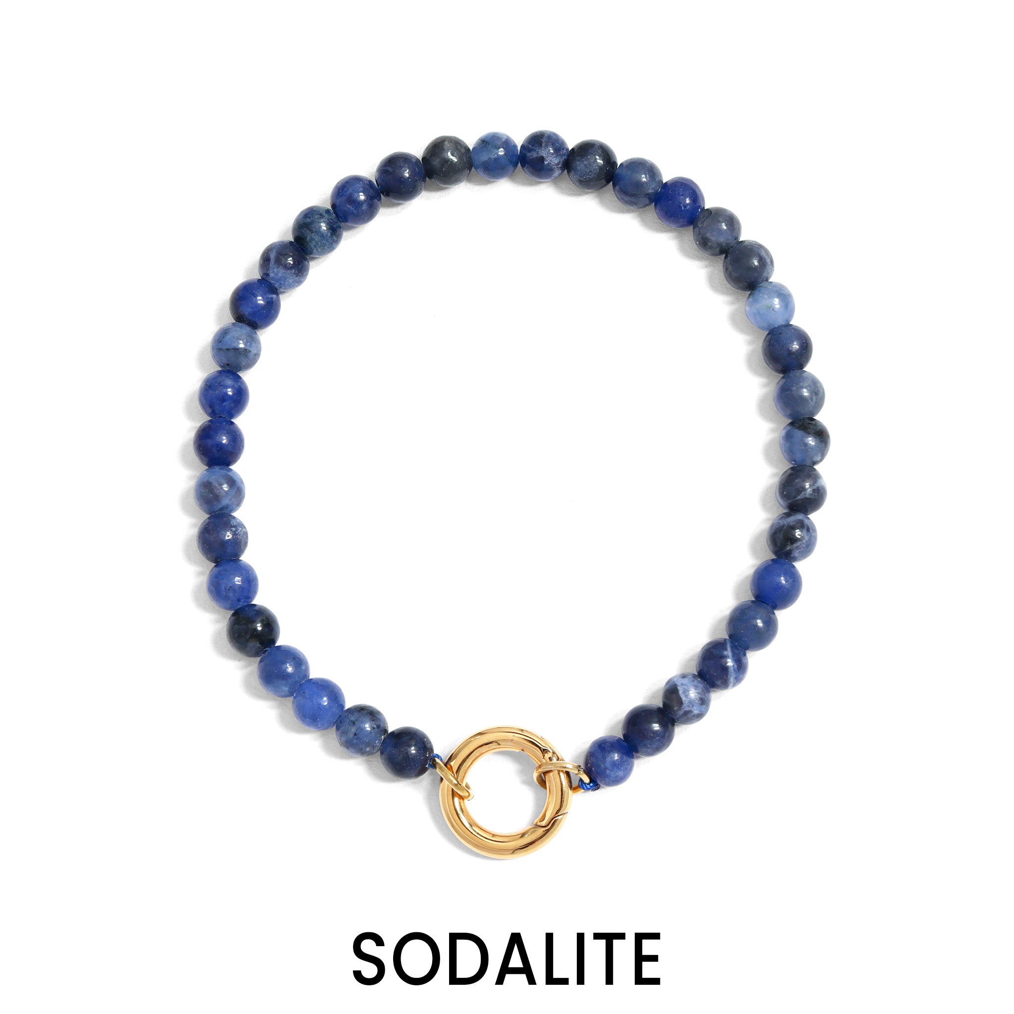 18K Gold PVD Stainless Steel Semi Precious Natural Stone Charm Keeper Bracelet