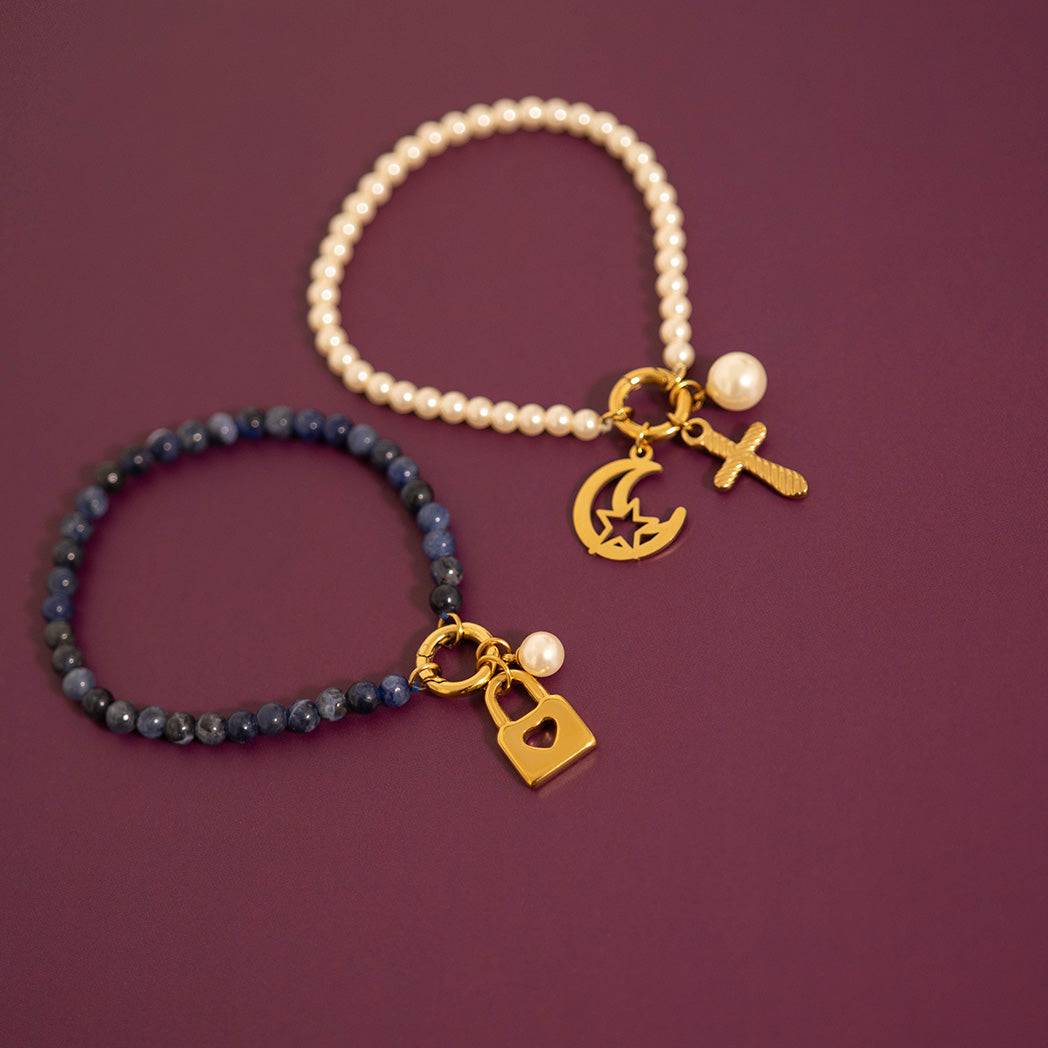 18K Gold PVD Stainless Steel Padlock with Heart Charm
