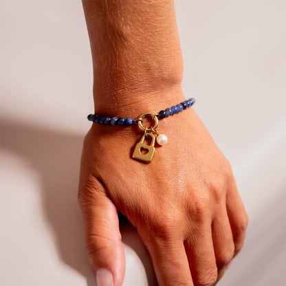 18K Gold PVD Stainless Steel Padlock with Heart Charm