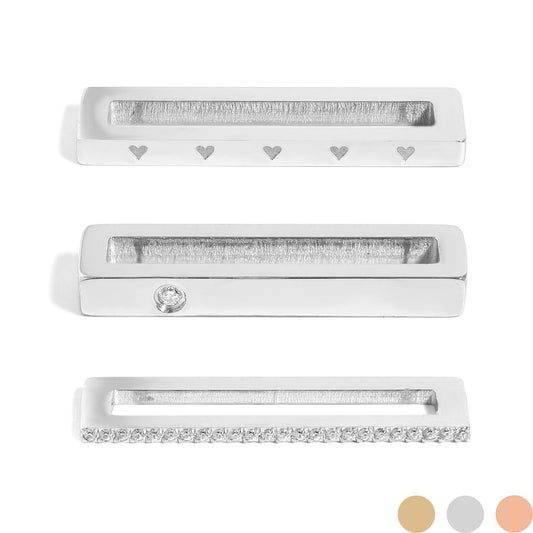 Stainless Steel Engravable 3 Piece Heart Smart Watch Charm Set