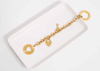 18K Gold PVD Stainless Steel Circle Clasp DIY Charm Key Chain