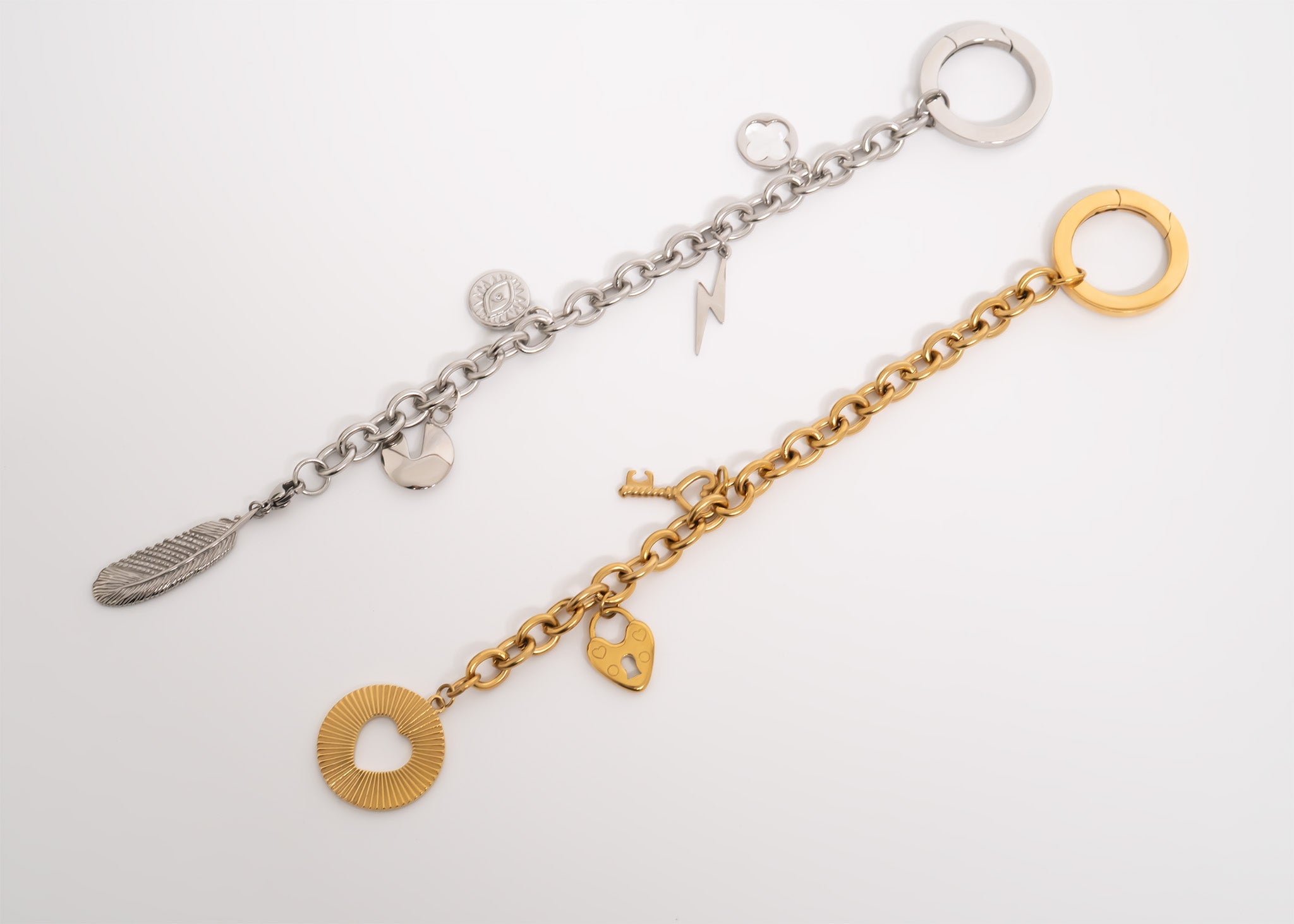 18K Gold PVD Stainless Steel Circle Clasp DIY Charm Key Chain
