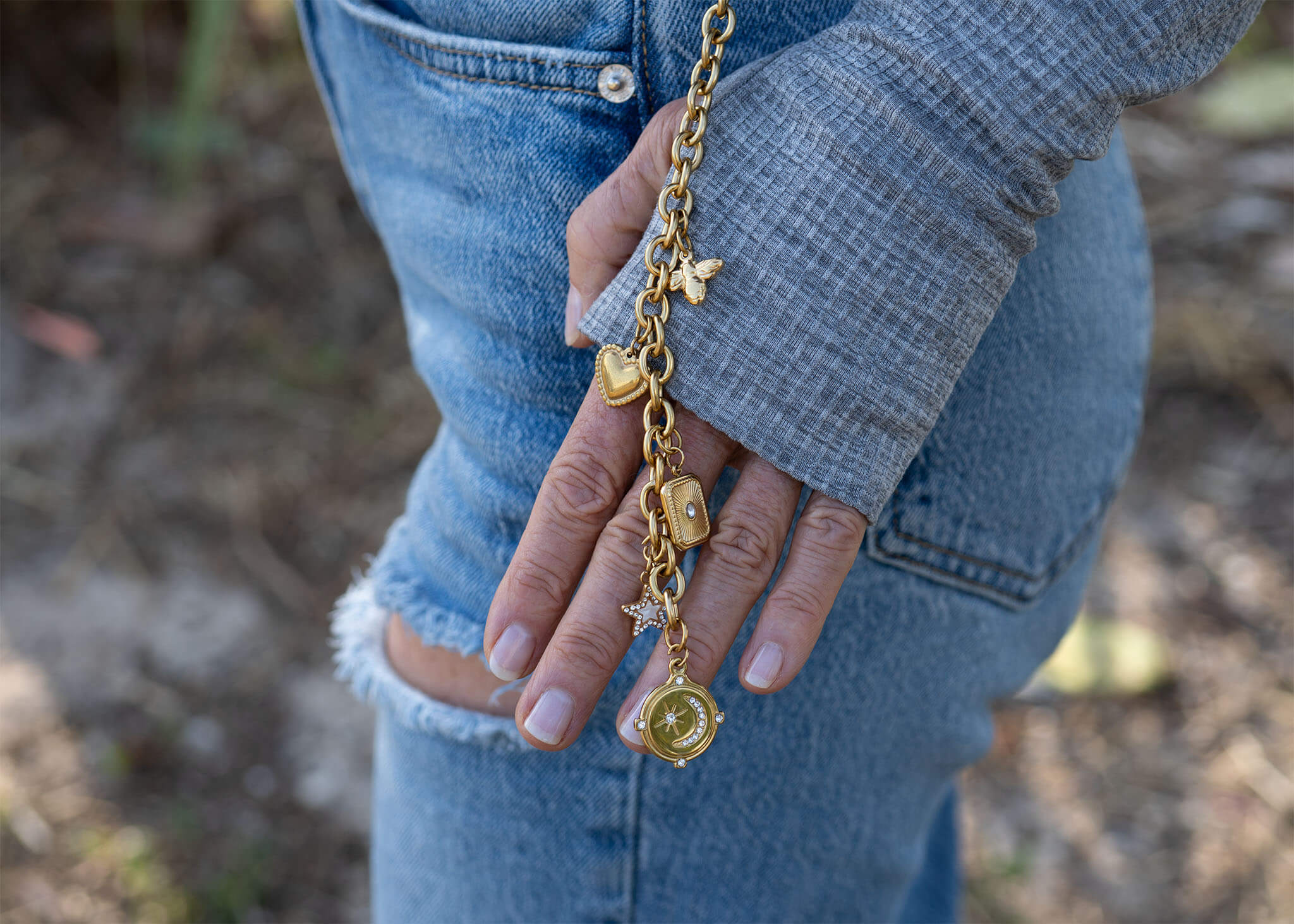 18K Gold PVD Stainless Steel DIY Charm Key Chain