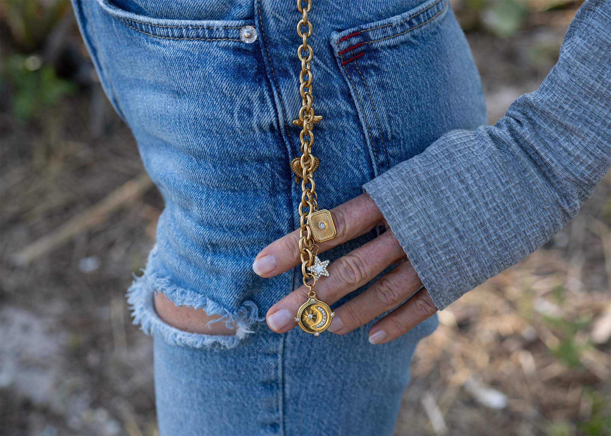 18K Gold PVD Stainless Steel DIY Charm Key Chain