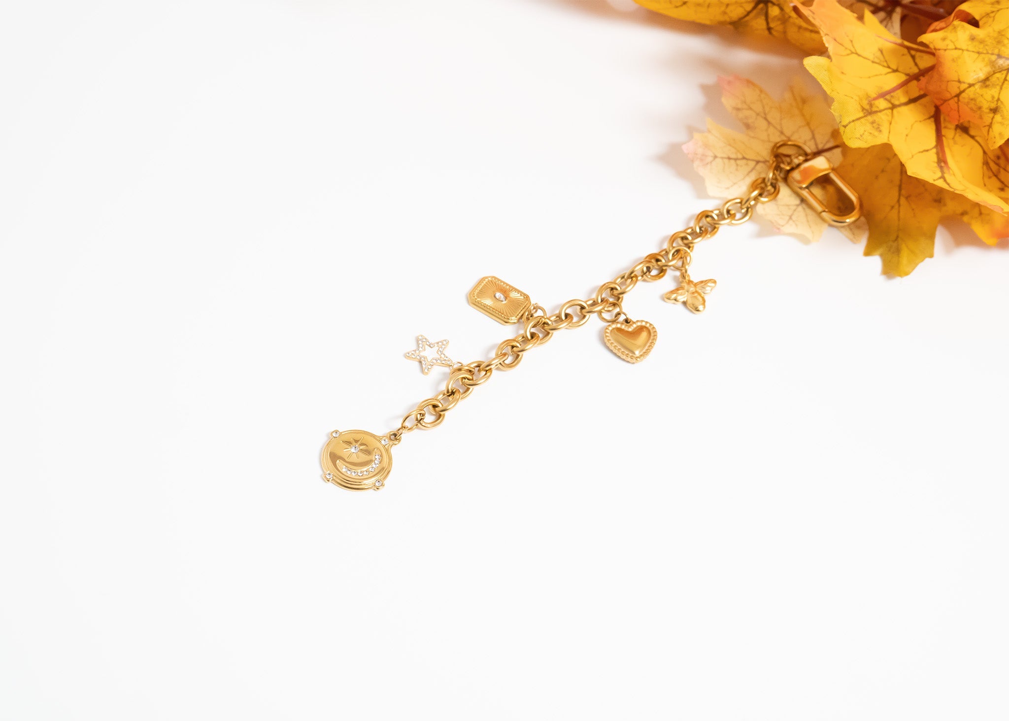 18K Gold PVD Stainless Steel DIY Charm Key Chain