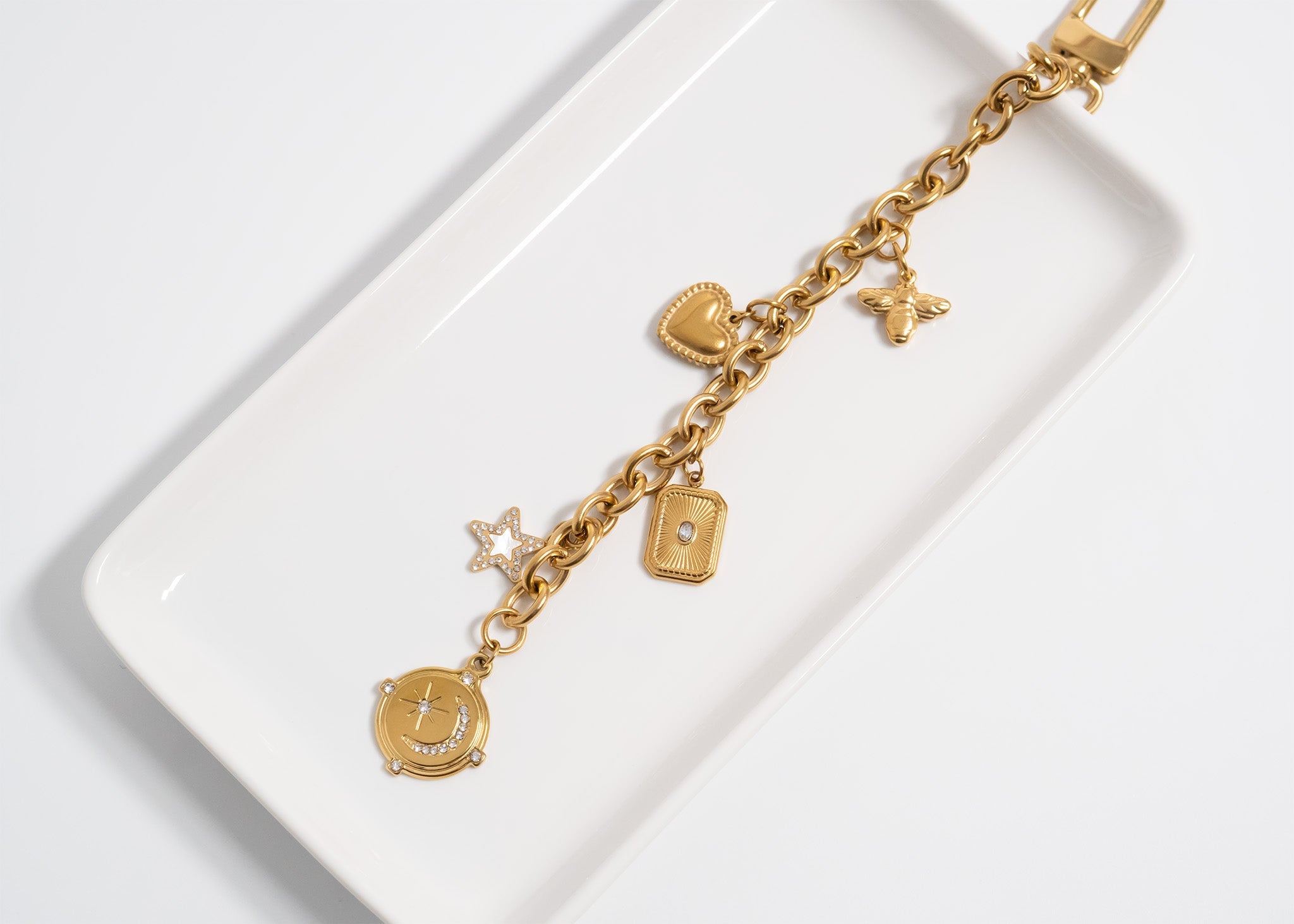 18K Gold PVD Stainless Steel DIY Charm Key Chain