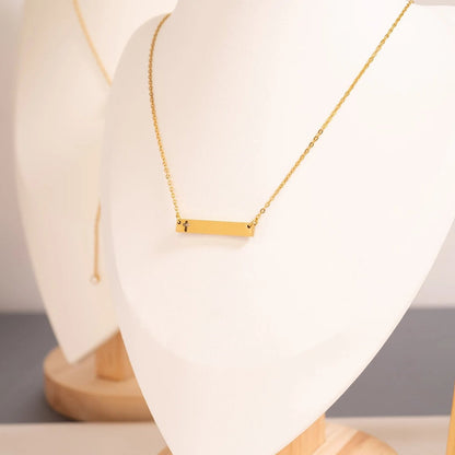 18K Gold PVD Stainless Steel Cutout Cross Blank Bar Necklace