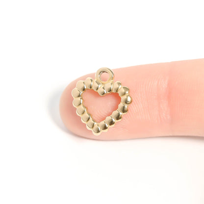 18K Gold PVD Stainless Steel Textured Heart Charm