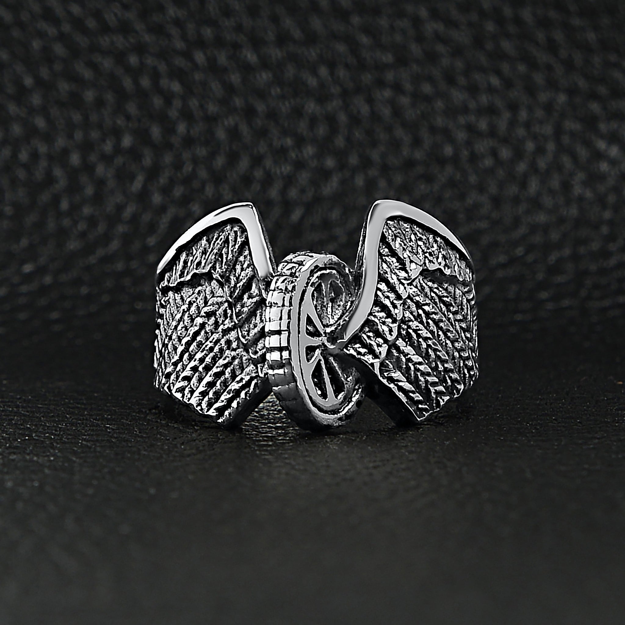 Stainless Steel Polished Winged Wheel Ring