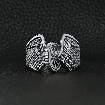 Stainless Steel Polished Winged Wheel Ring