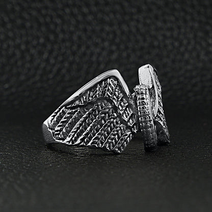 Stainless Steel Polished Winged Wheel Ring