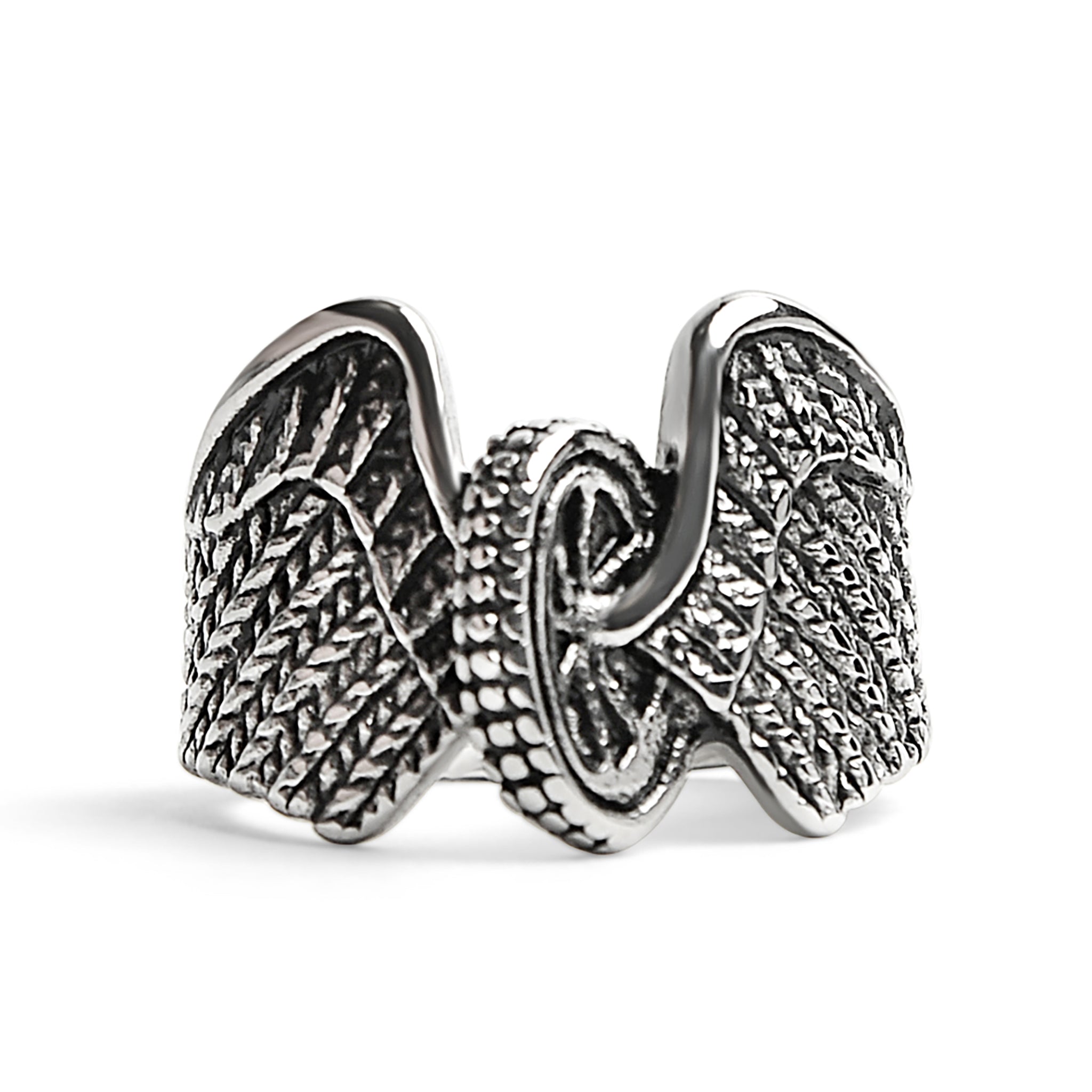 Stainless Steel Polished Winged Wheel Ring