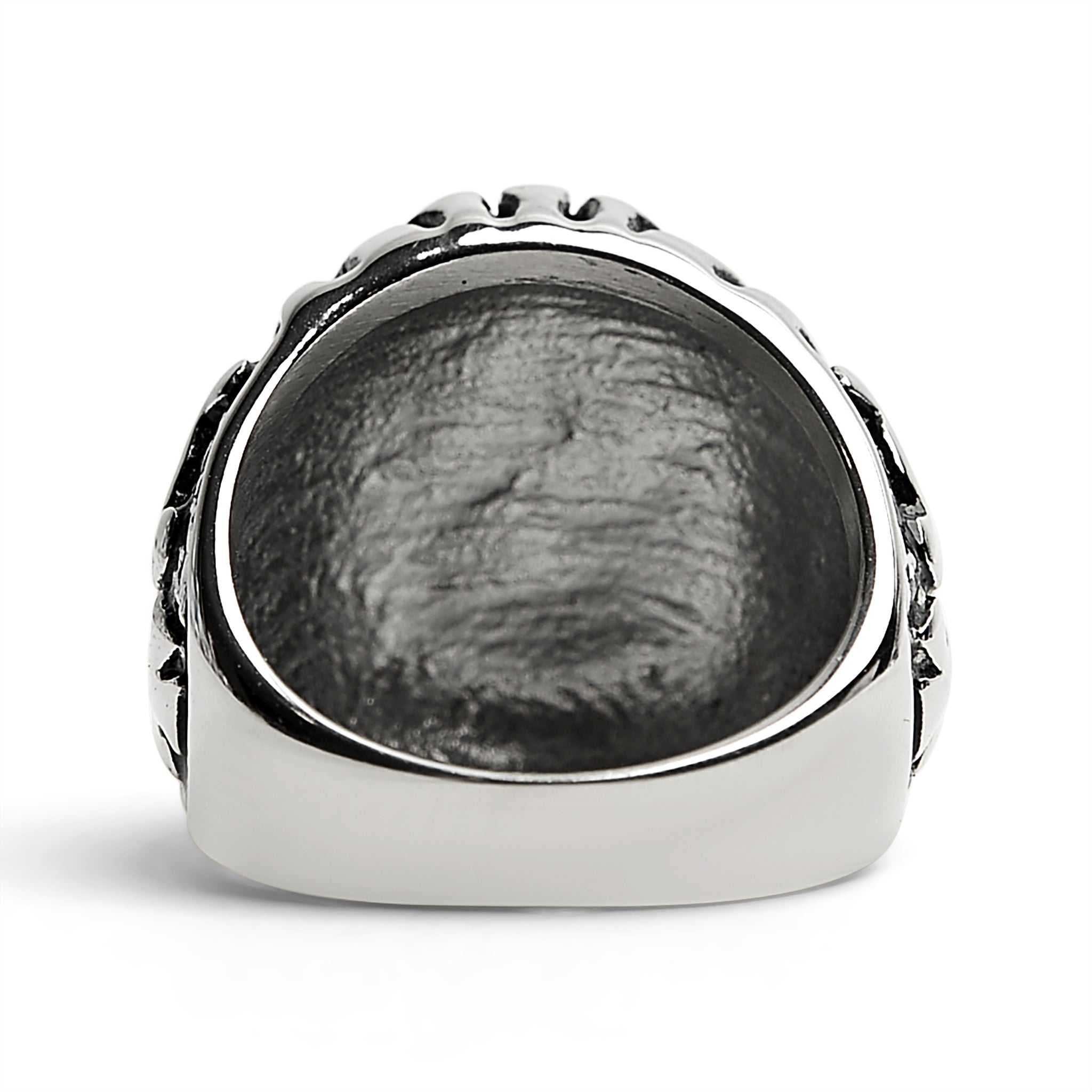 Polished Skull And Crossbones With Ocean Pattern Stainless Steel Ring