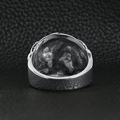 Stainless Steel Skull With Red CZ Eye and Eyepatch Ring