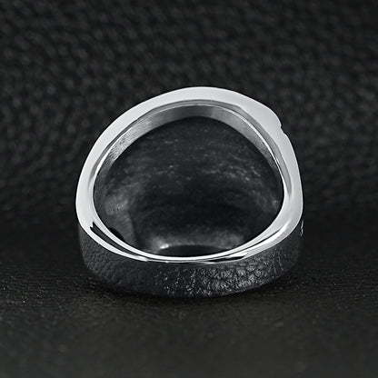Stainless Steel Polished Skull With Cigar Ring