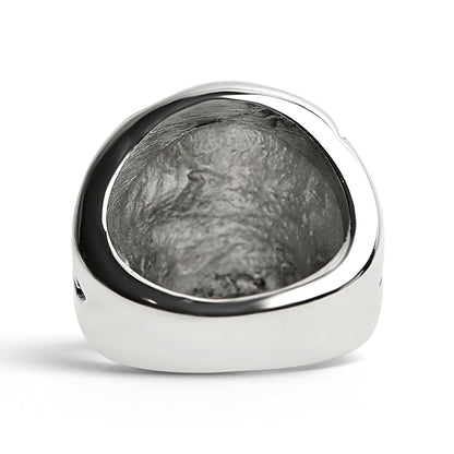 Stainless Steel Polished Skull With Cigar Ring