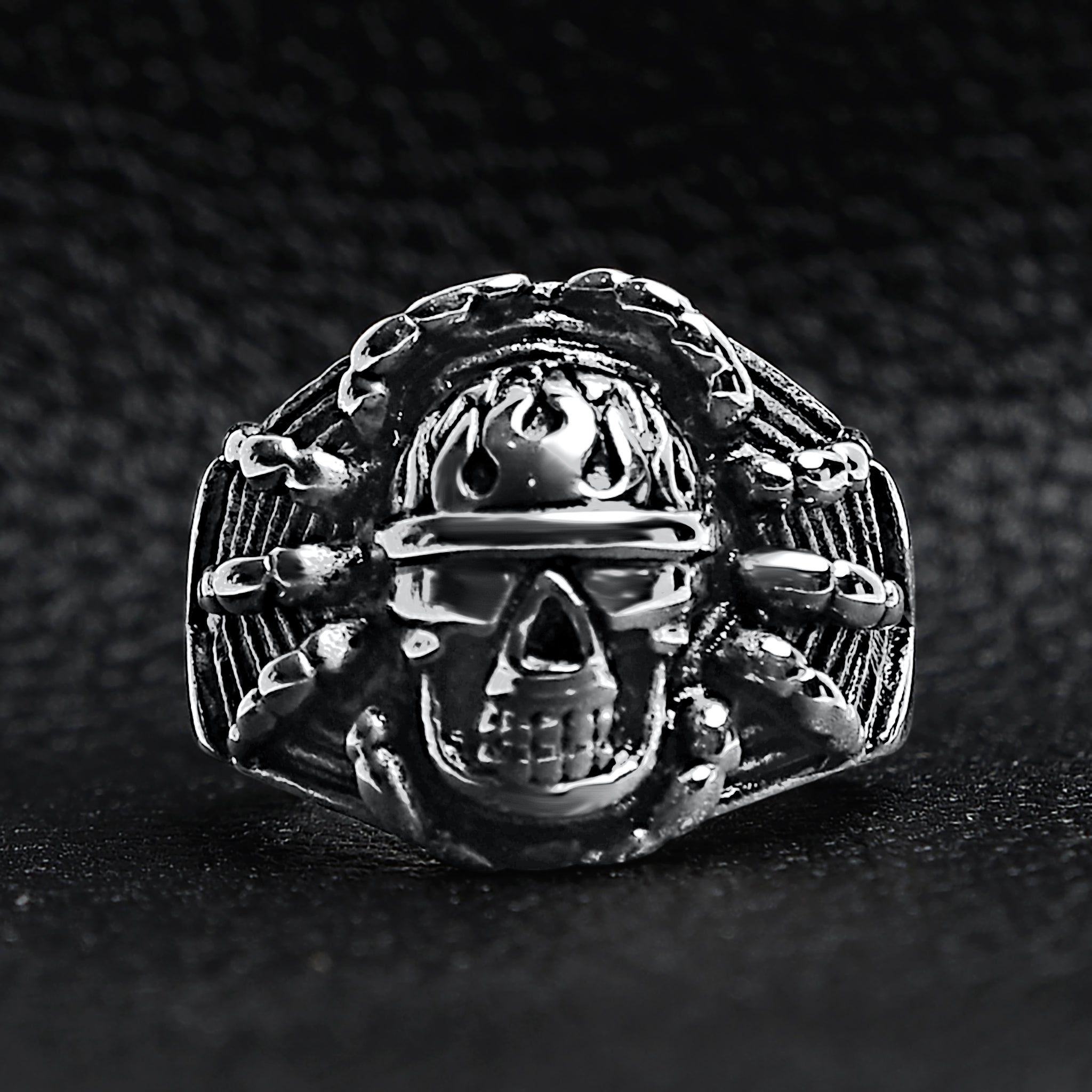 Polished Detailed Skull Stainless Steel Ring