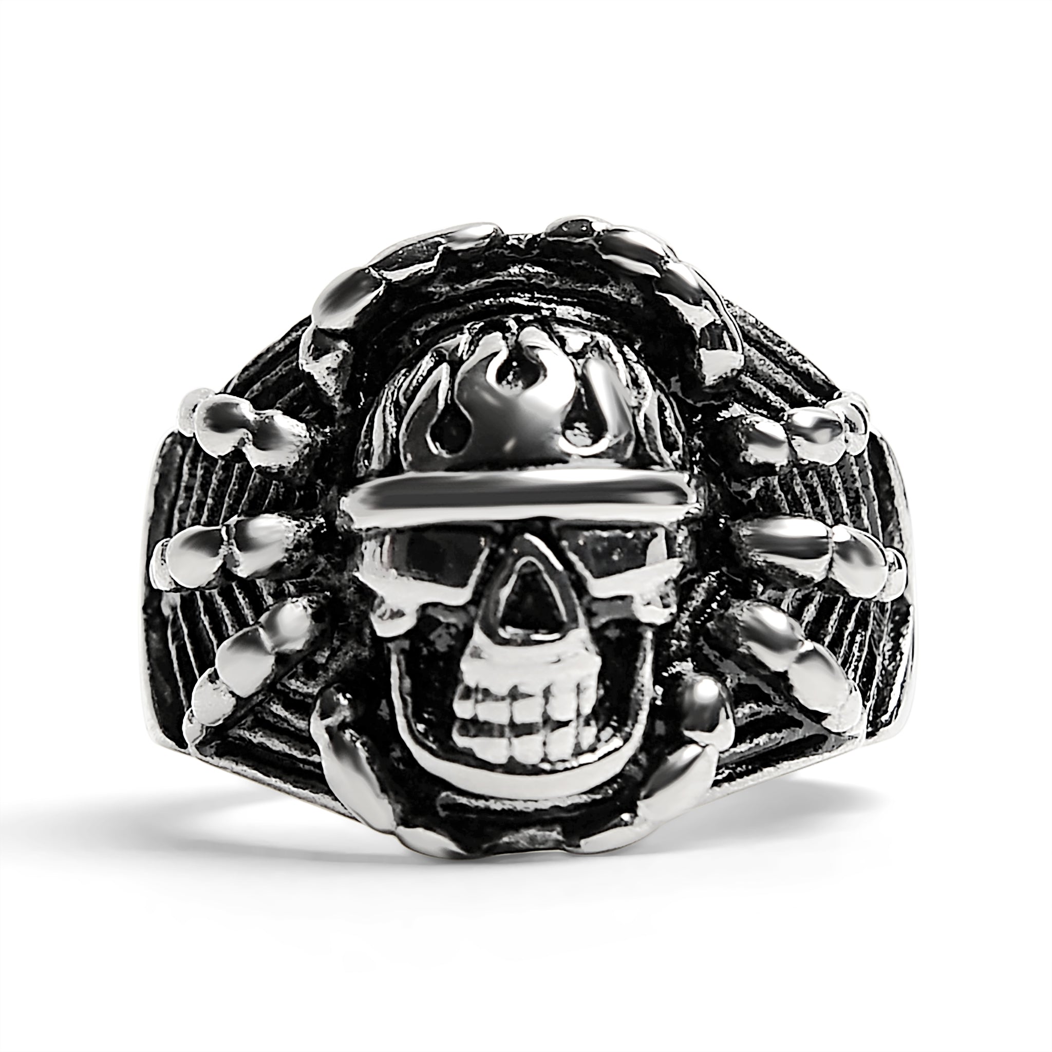 Polished Detailed Skull Stainless Steel Ring