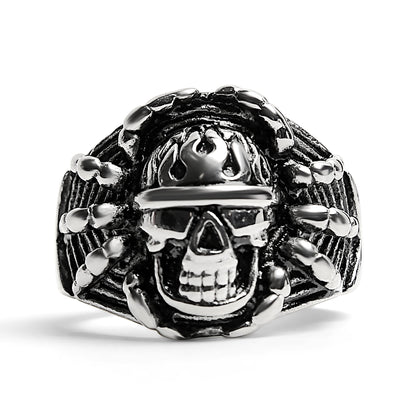 Polished Detailed Skull Stainless Steel Ring