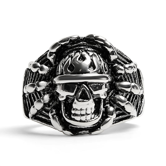 Polished Detailed Skull Stainless Steel Ring