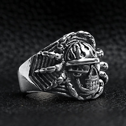 Polished Detailed Skull Stainless Steel Ring