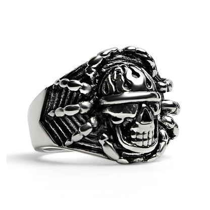 Polished Detailed Skull Stainless Steel Ring