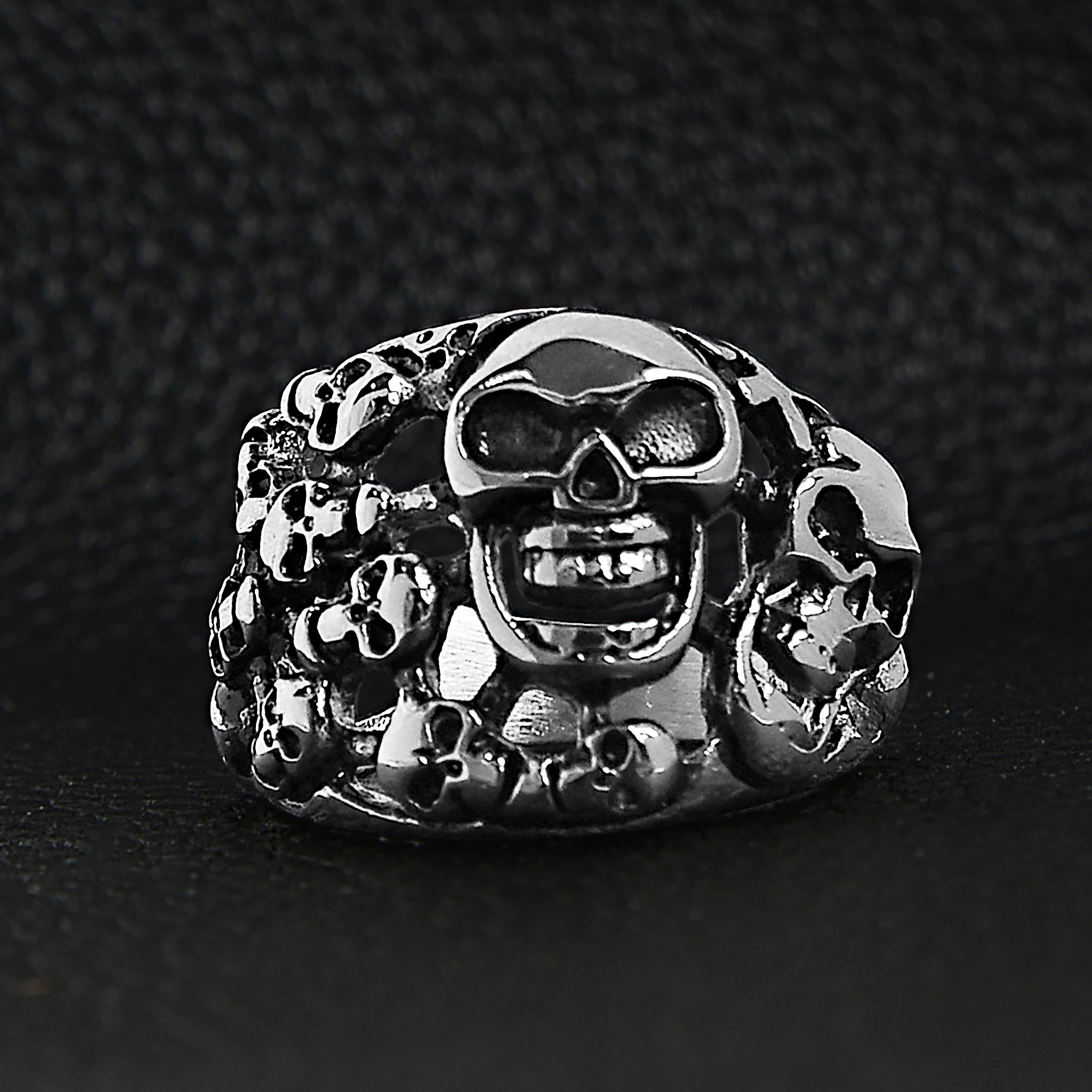 Stainless Steel Polished Multiple Skulls Ring