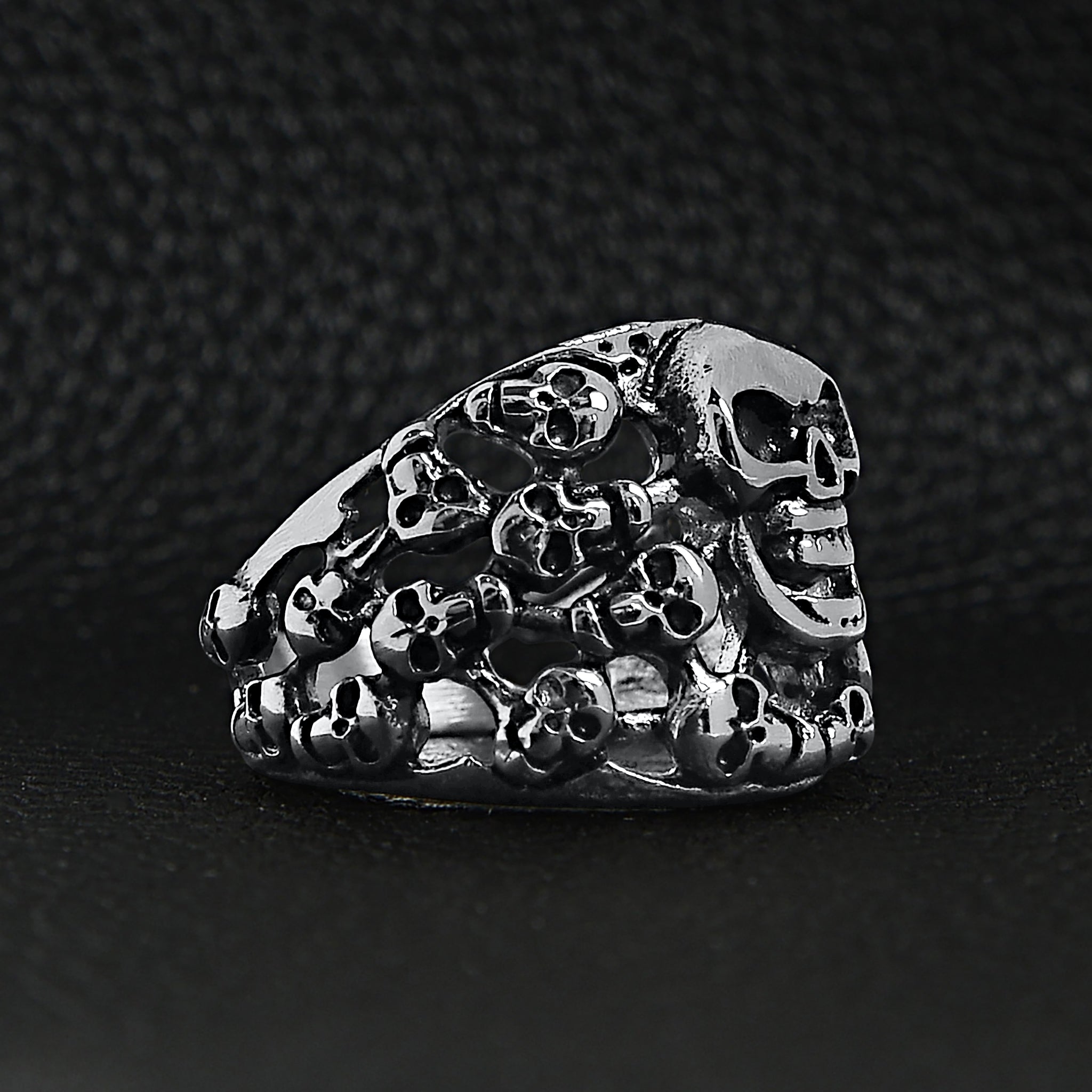Stainless Steel Polished Multiple Skulls Ring