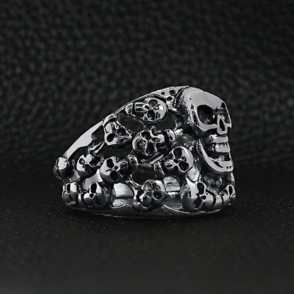 Stainless Steel Polished Multiple Skulls Ring