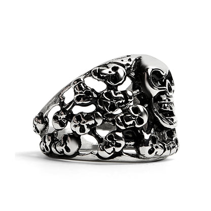 Stainless Steel Polished Multiple Skulls Ring