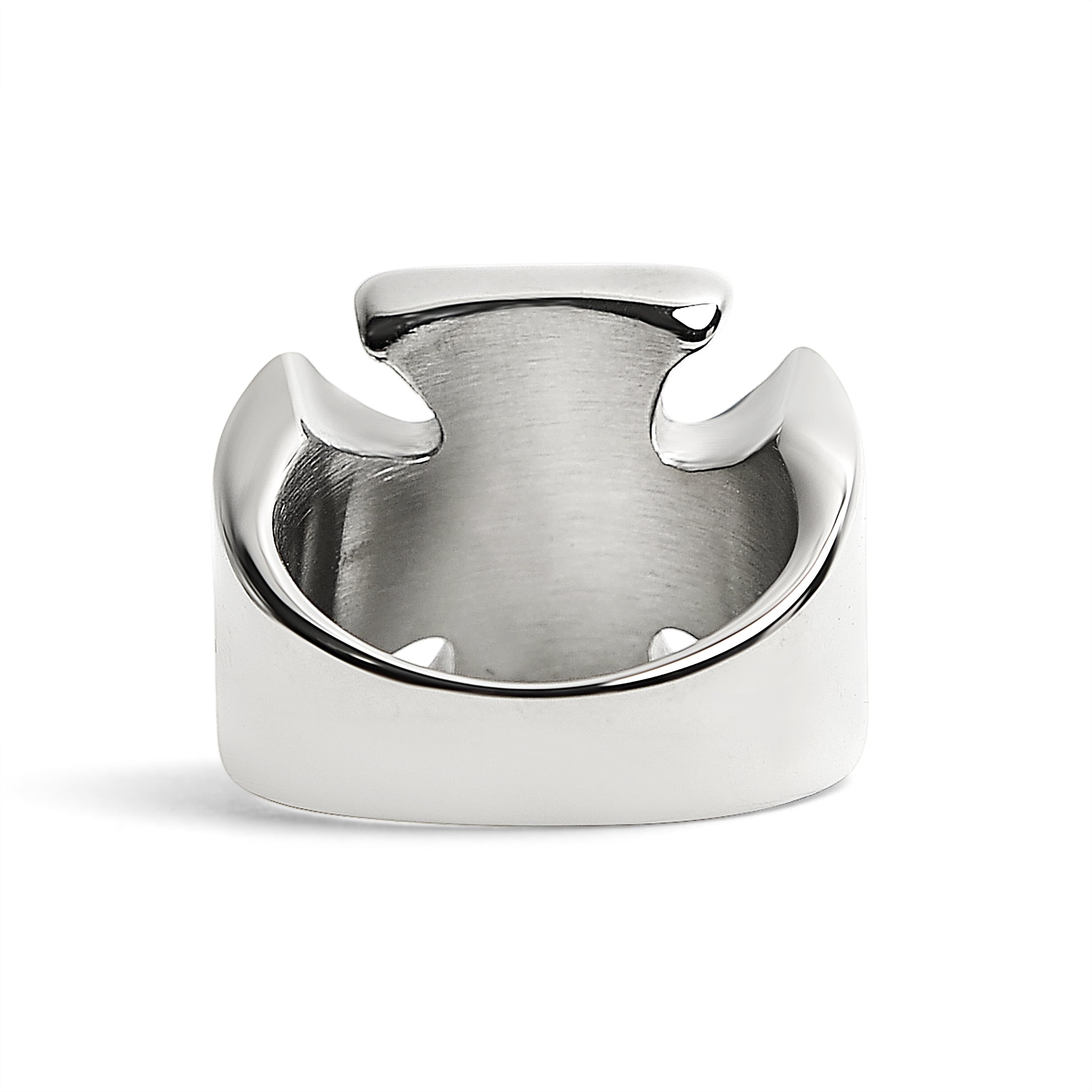 Stainless Steel Polished Skull Maltese Cross Ring