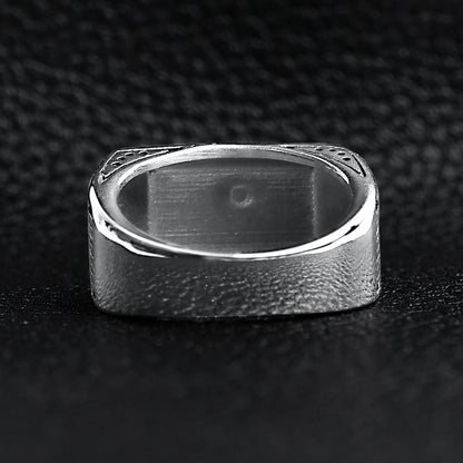Detailed Cross Stainless Steel Ring