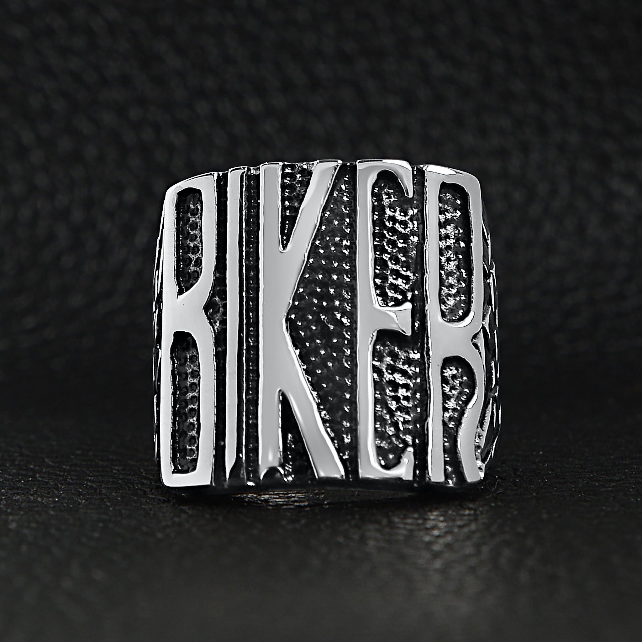 Stainless Steel Polished "BIKER" Men's Ring