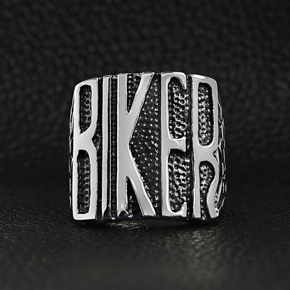 Stainless Steel Polished "BIKER" Men's Ring
