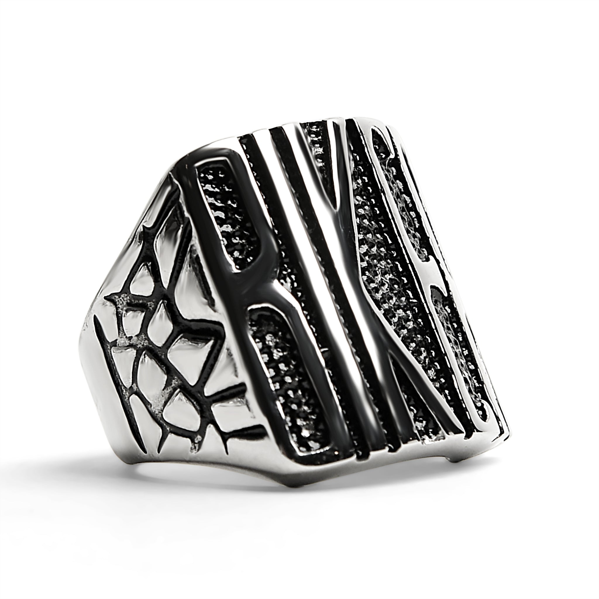 Stainless Steel Polished "BIKER" Men's Ring