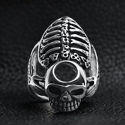 Detailed Skeleton Stainless Steel Ring