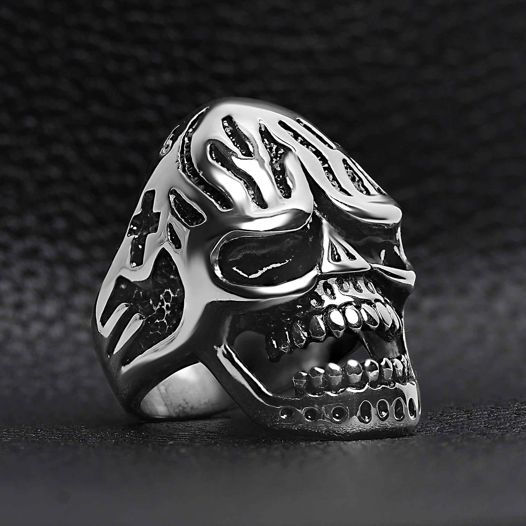 Detailed Skull Stainless Steel Polished Ring