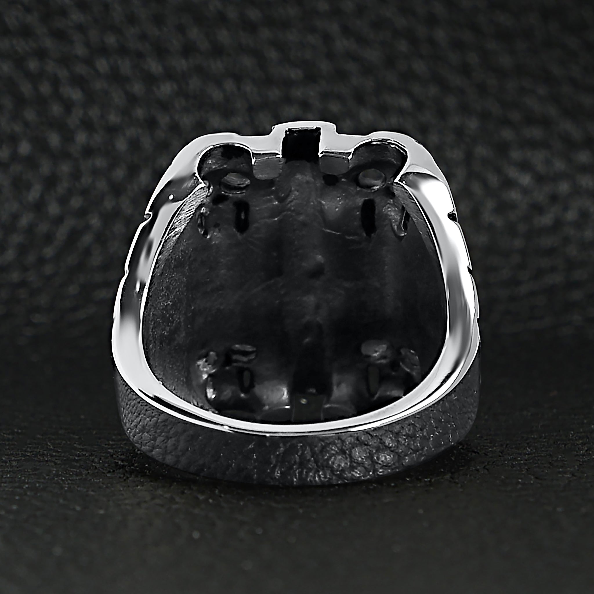 Stainless Steel Polished Multi Skull Cross Signet Ring
