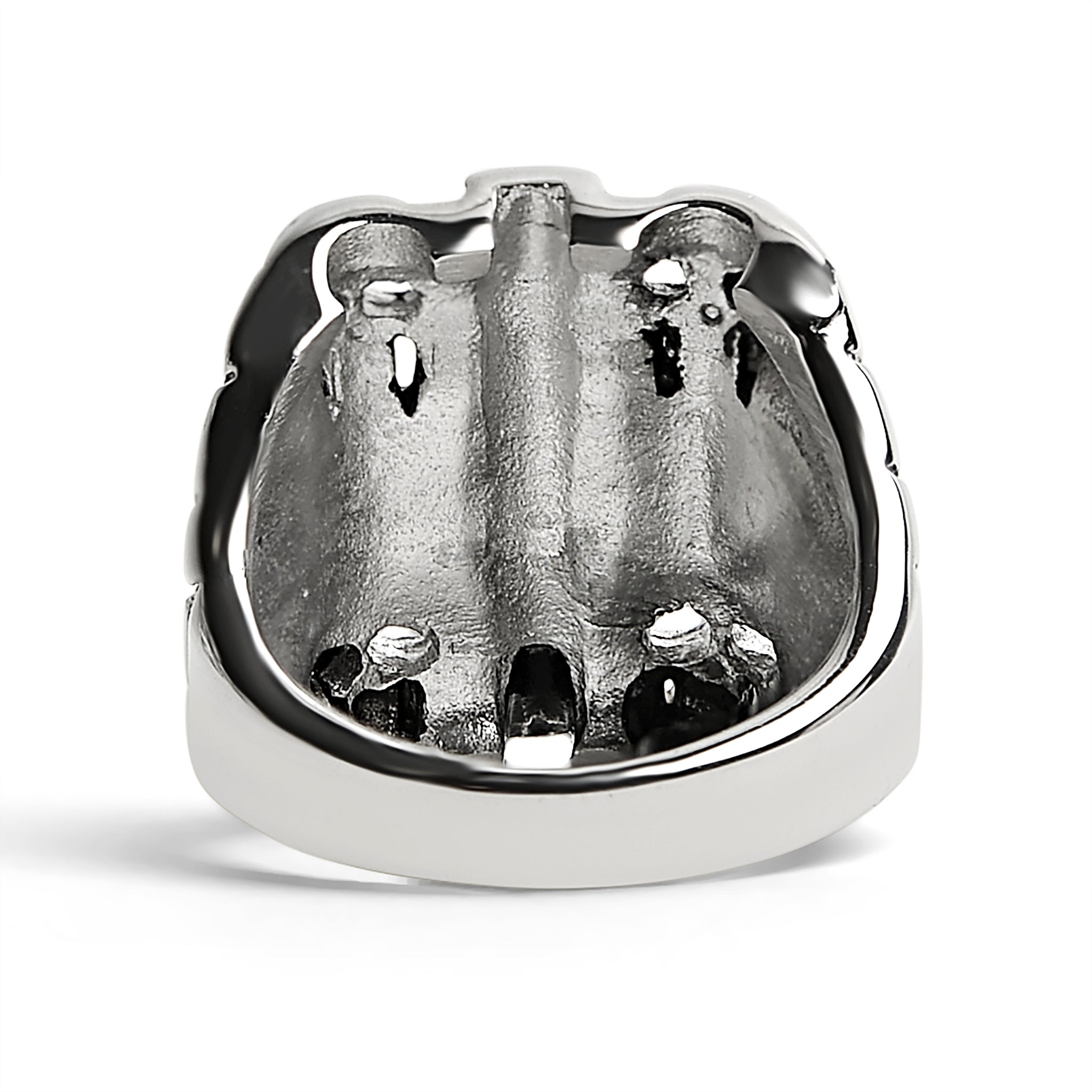 Stainless Steel Polished Multi Skull Cross Signet Ring