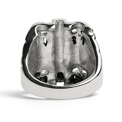 Stainless Steel Polished Multi Skull Cross Signet Ring
