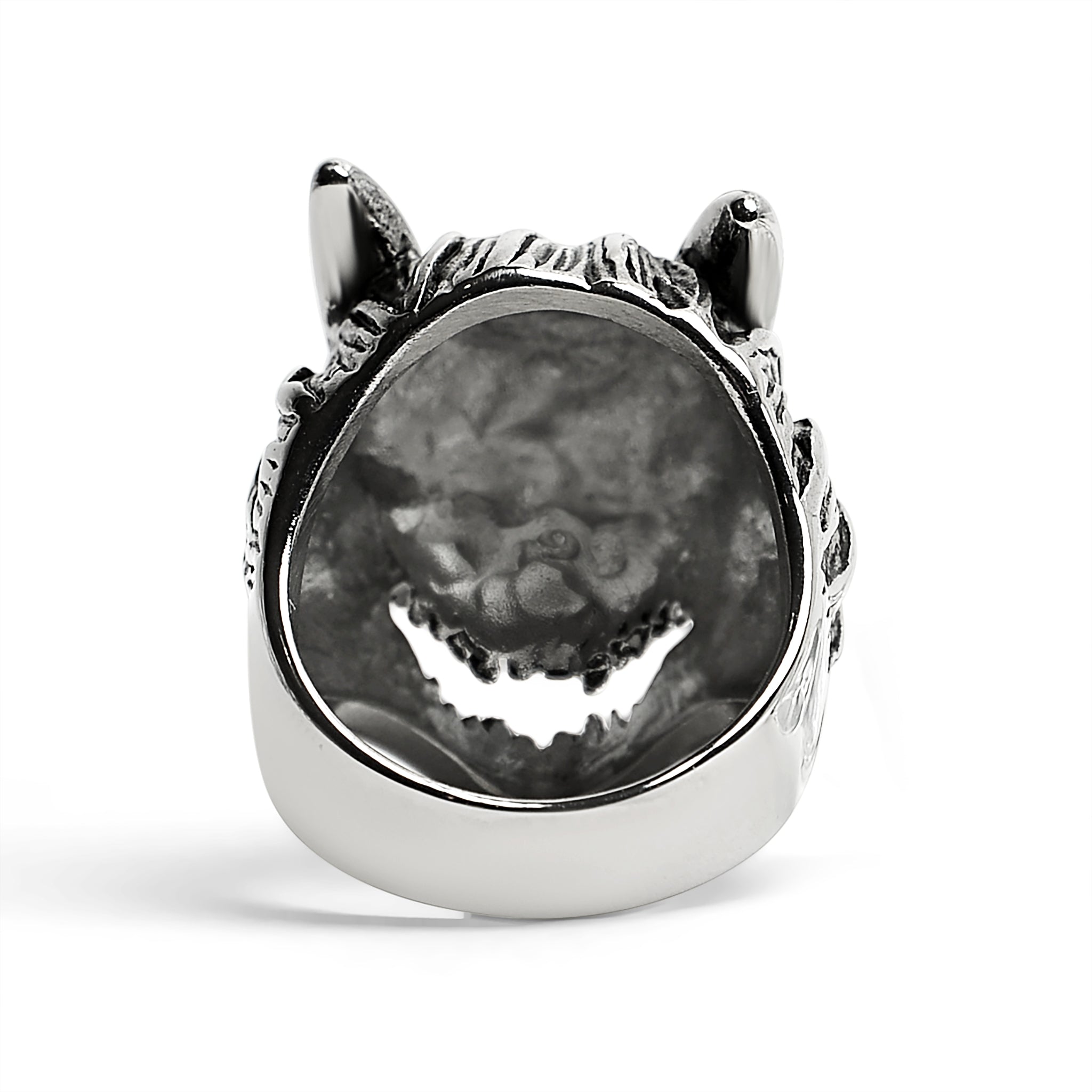 Stainless Steel Polished Snarling Wolf Ring