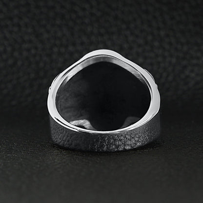 Stainless Steel Polished Cracked Triple Skulls Ring
