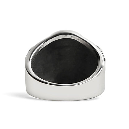 Stainless Steel Polished Cracked Triple Skulls Ring