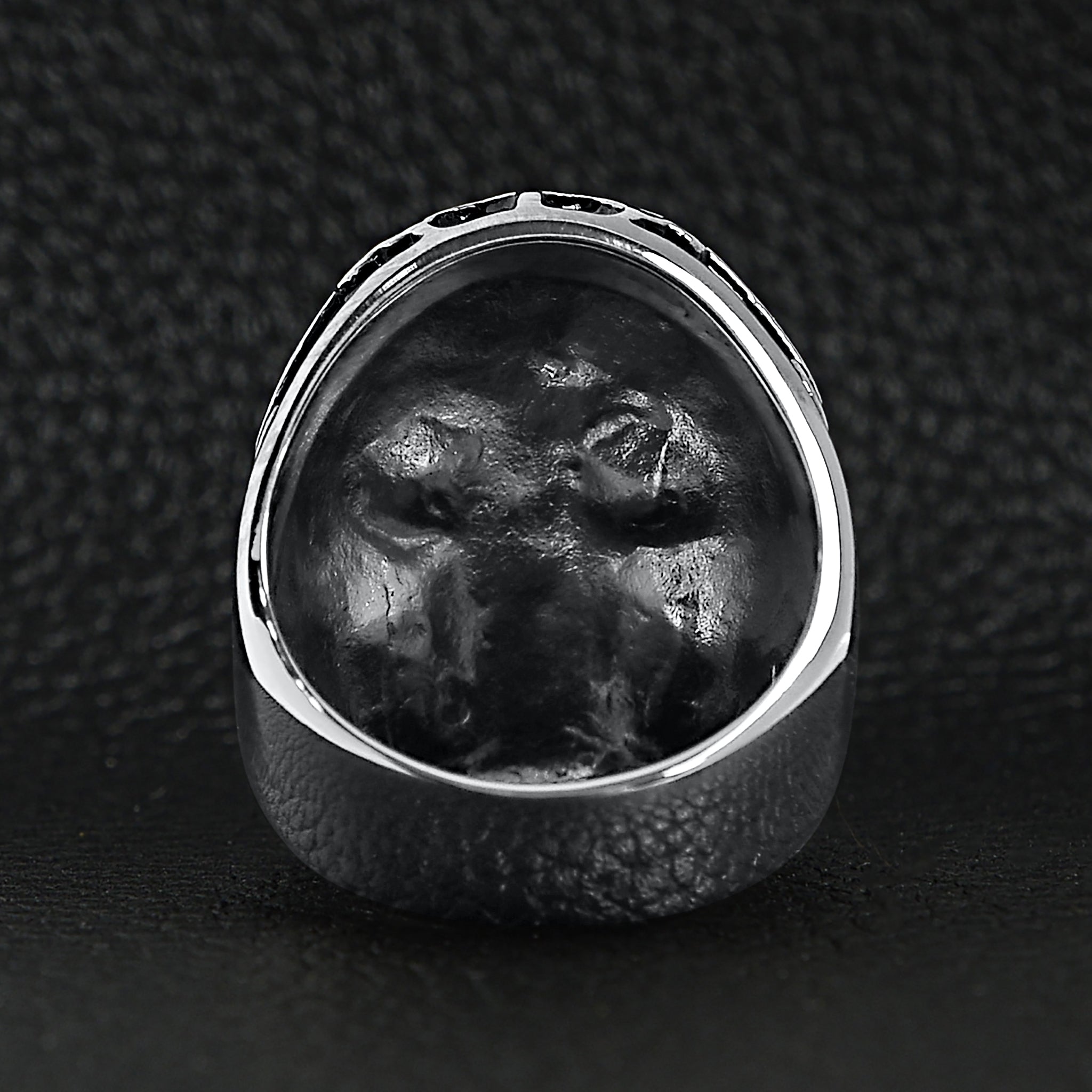Detailed Skull With Red CZ Eyes Stainless Steel Polished Ring