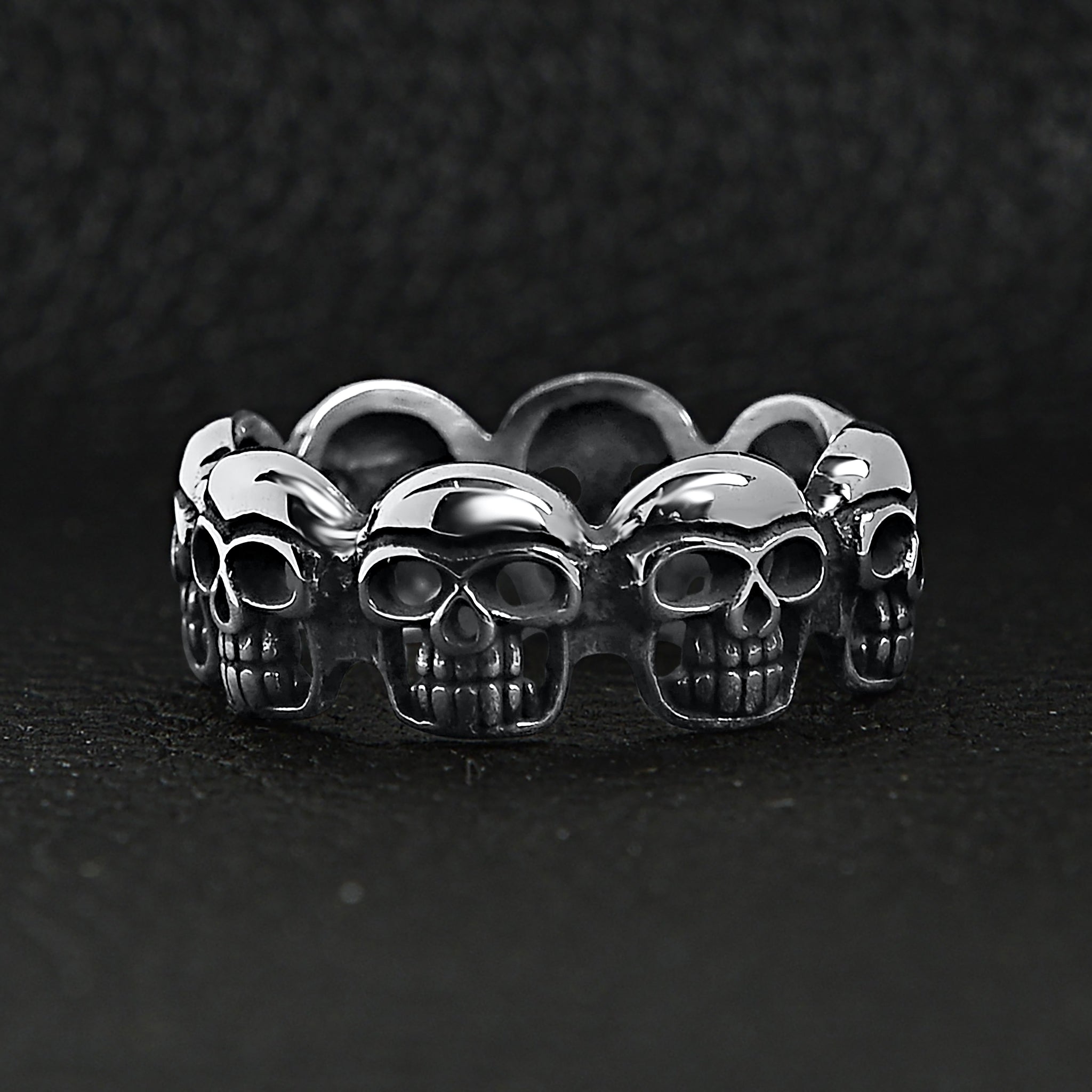 Stainless Steel Polished Multi Skull Ring