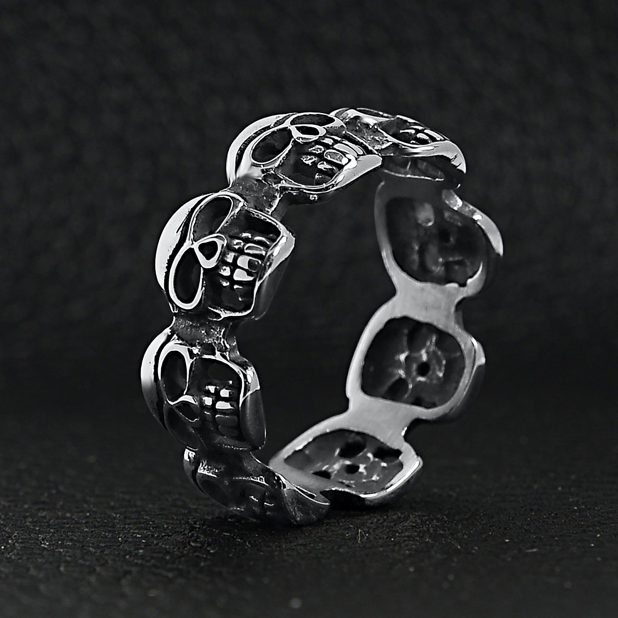 Stainless Steel Polished Multi Skull Ring