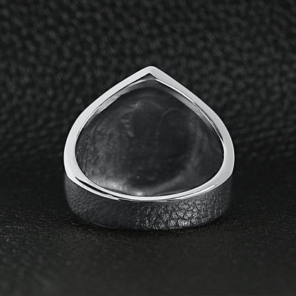 Stainless Steel "13" and Skulls Signet Ring