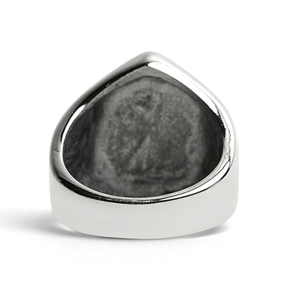 Stainless Steel "13" and Skulls Signet Ring