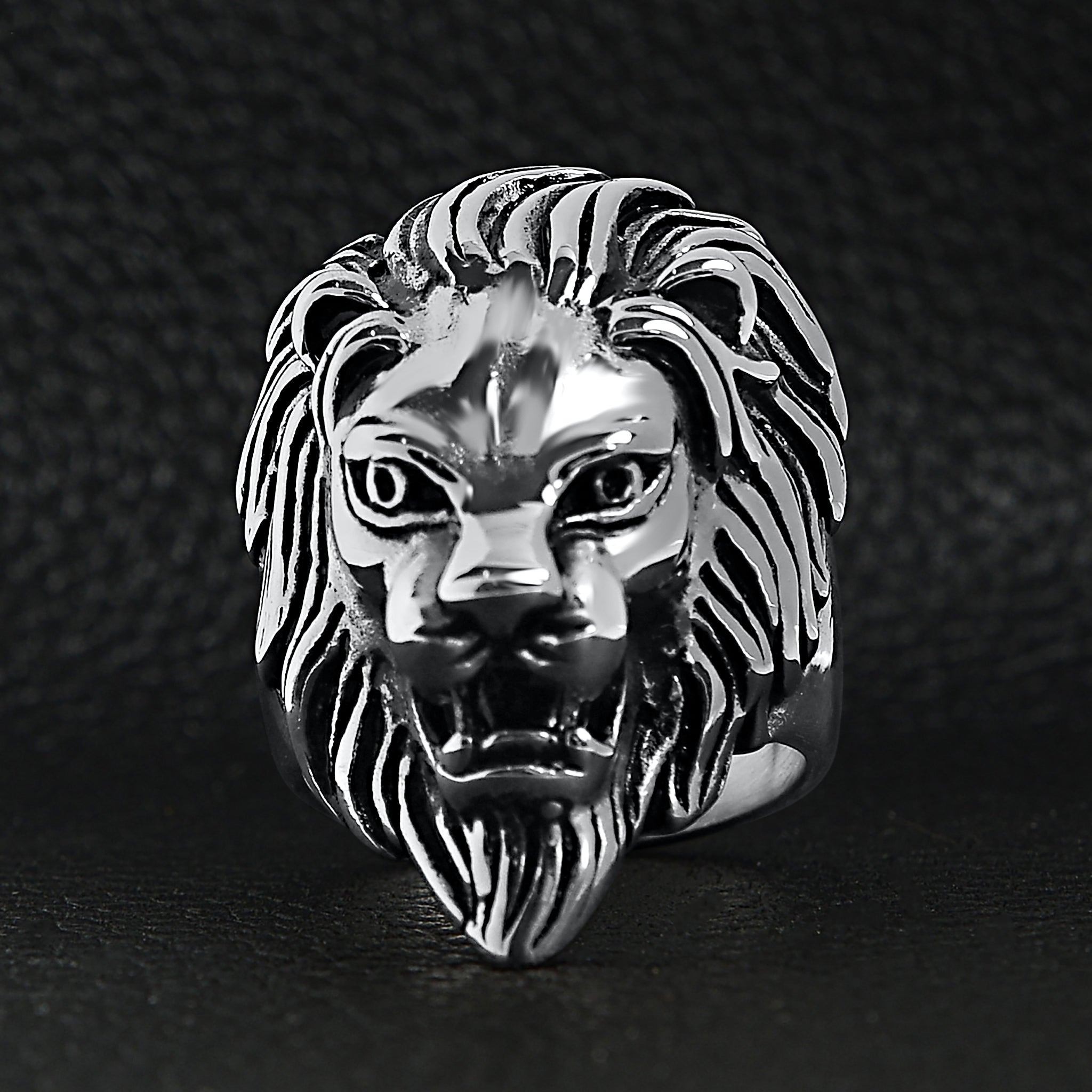 Stainless Steel Roaring Lion Head Ring
