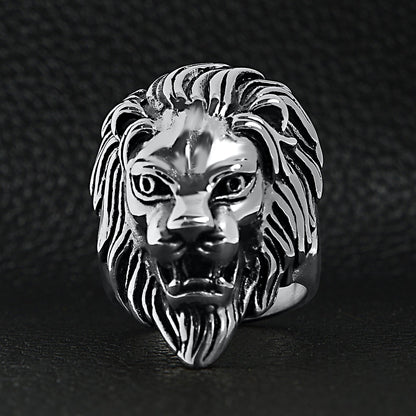 Stainless Steel Roaring Lion Head Ring